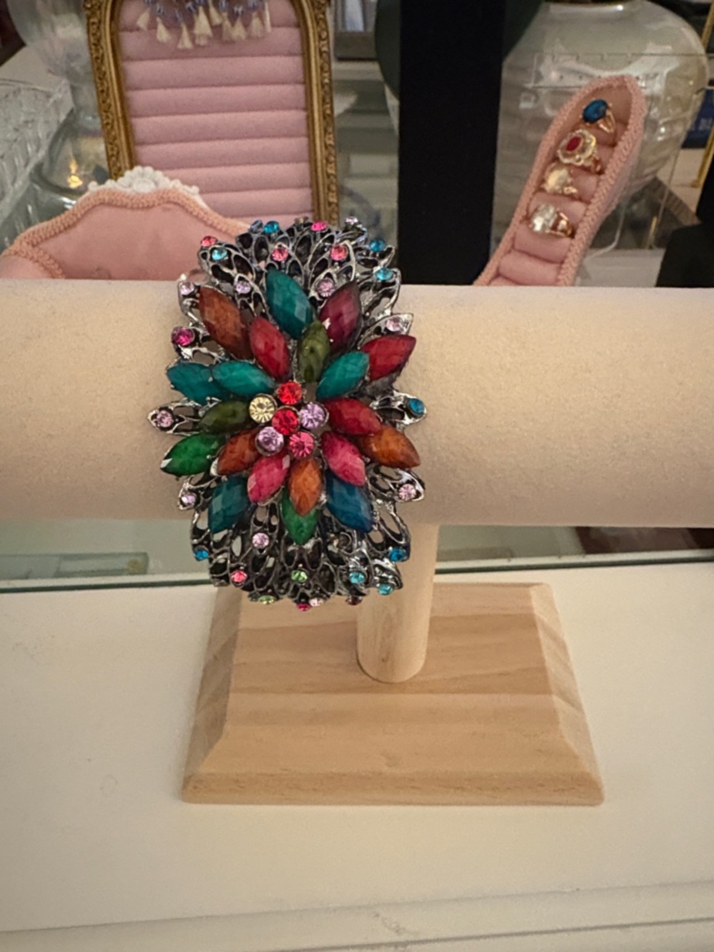 Multicolor Floral Statement Bracelet - Women Jewelry